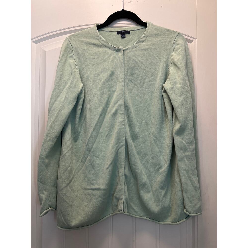 Gap Women’s‎ Long Sleeve Snap Front Lightweight Cardigan Sweater Size L Green